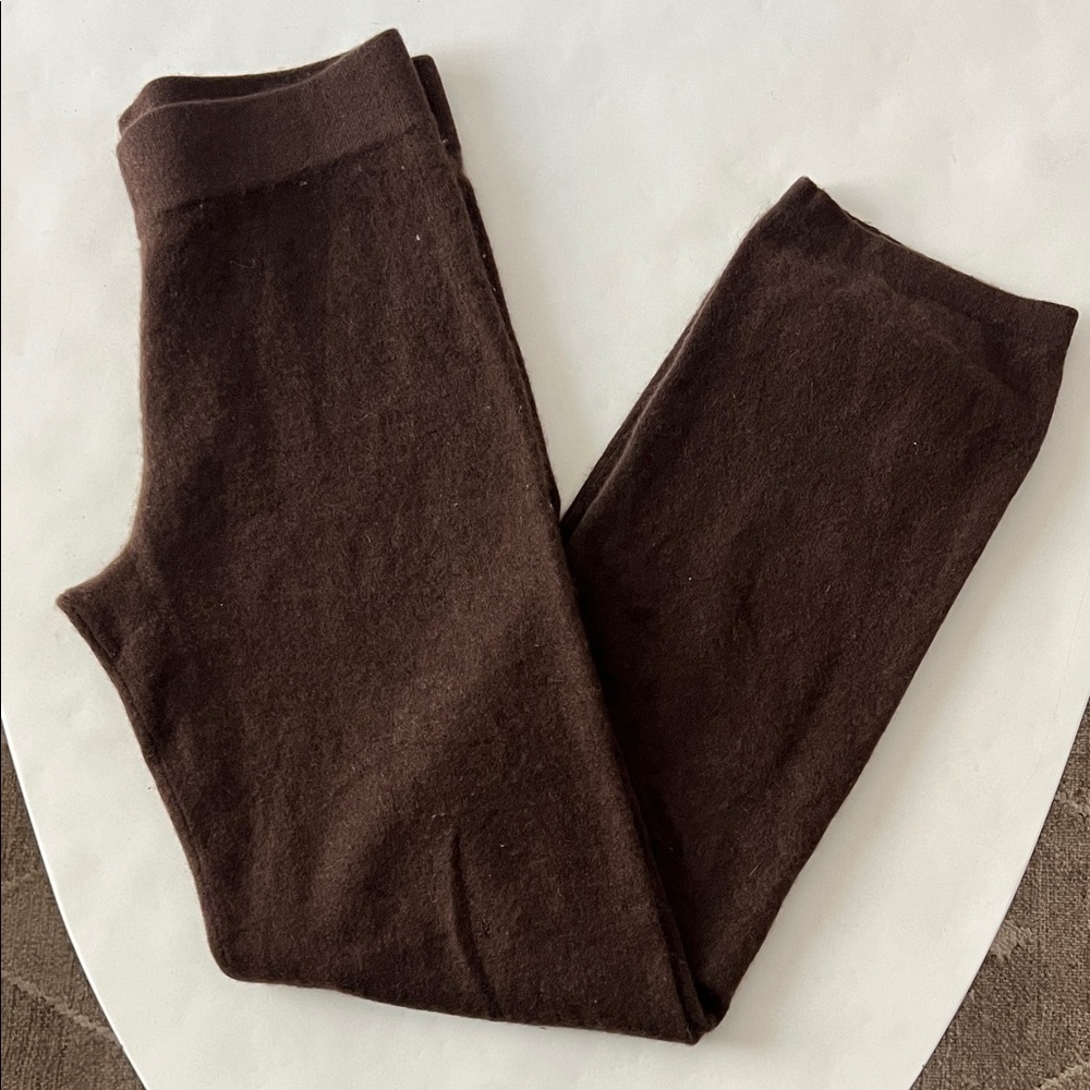 Neiman Marcus Cashmere 100% Cashmere Brown Pull On Pants Small $250 - Picture 3 of 6